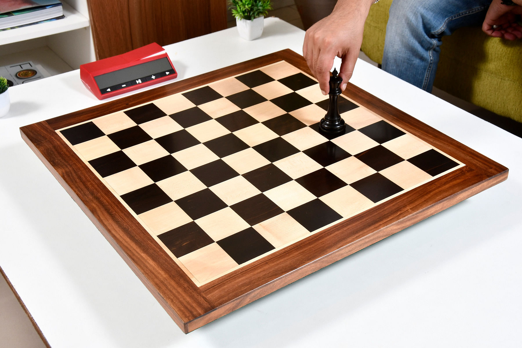 Solid Wooden Indian Chess Board in Genuine Ebony Wood & Maple Wood with Sheesham Wood Border 23