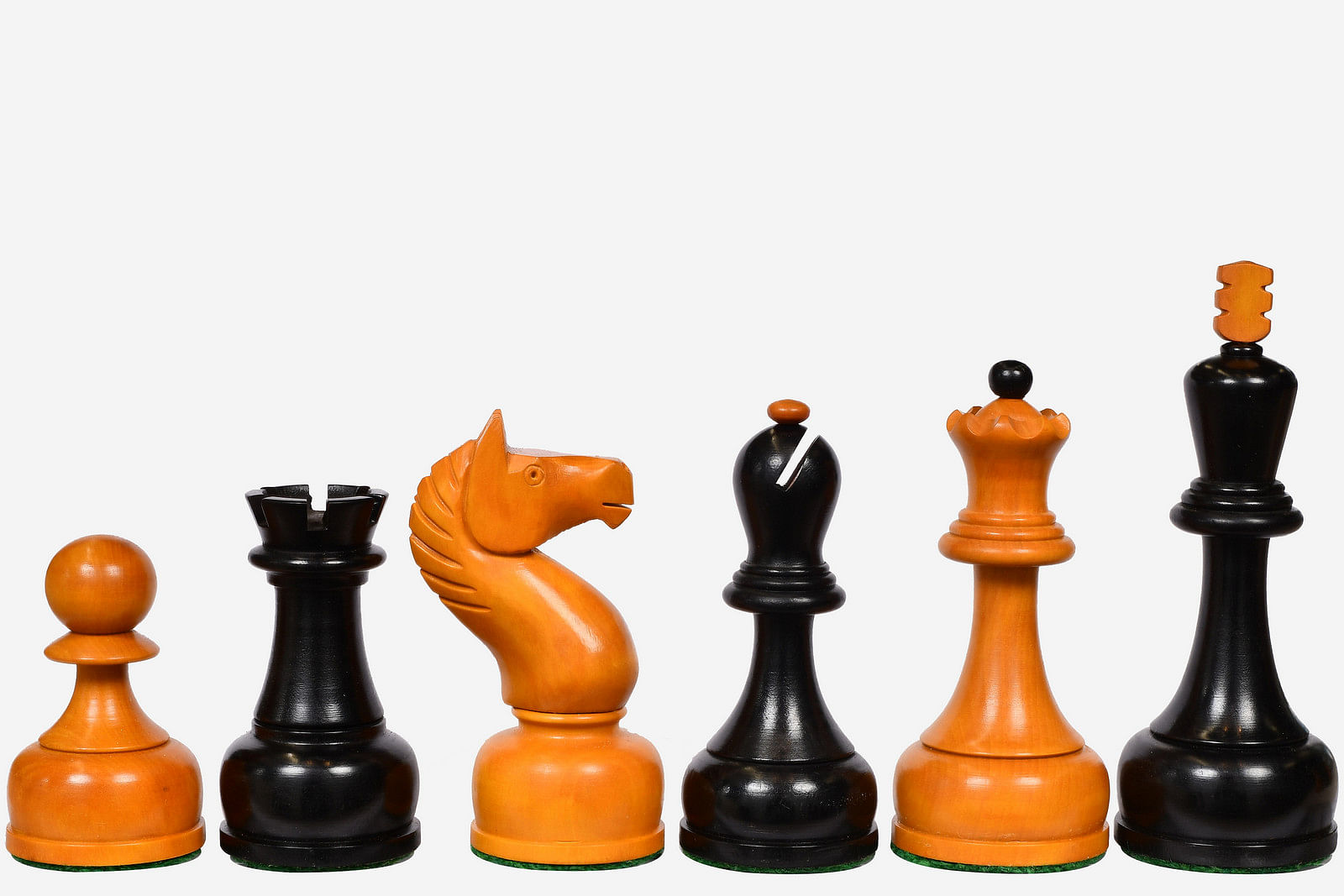 The 1961 Soviet Championship Weighted Wooden Chess Pieces in Ebonized Wood & Antique Box Wood - 4 King