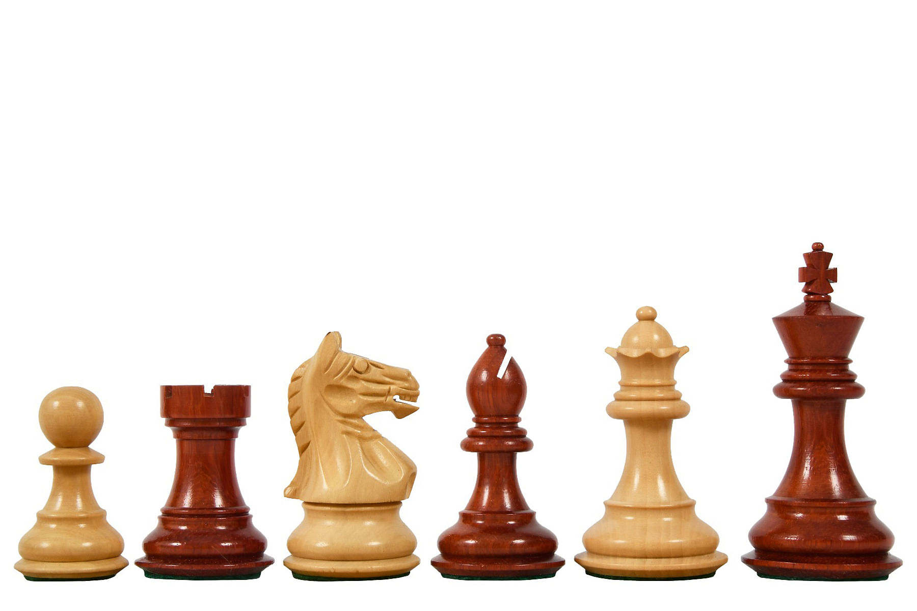 Fierce Knight Staunton Series Wooden Weighted Chess Pieces in Bud Rose & Box Wood - 3.0